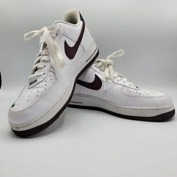 Nike Air Force 1 CJ8731 100 Low Mens Sneakers Size 10 White & Maroon - Picture 7 of 16